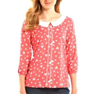 Woman’s medium Disney top pink polka dot Minnie Mouse (903)